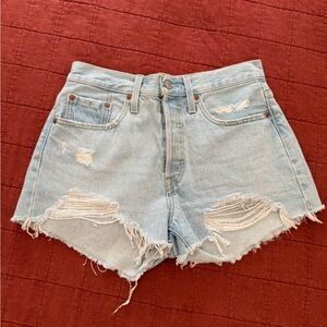 Levi's Light Blue Distressed Jean Shorts size 28